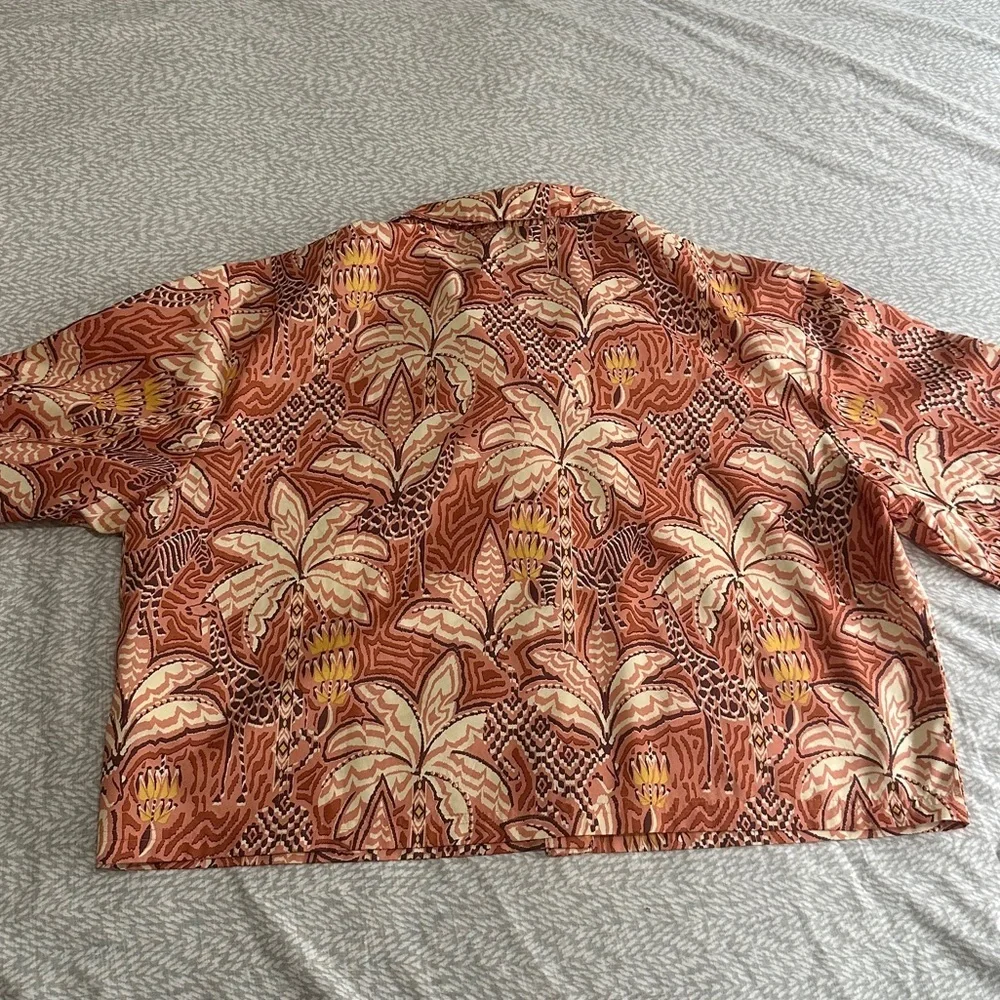 Adidas x FarmRio Orange Button Down Crop Shirt NEW - Picture 9 of 9